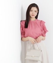 ＜ウォッシャブル＞フリルスリーブタックブラウス