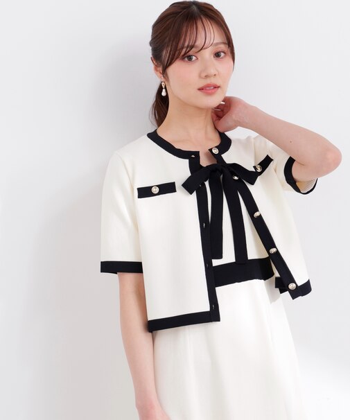 ハーフスリーブバイカラーニットカーディガン　26SS