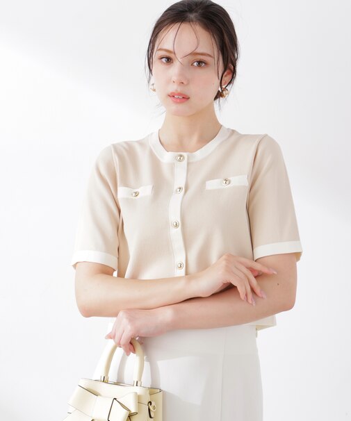 ハーフスリーブバイカラーニットカーディガン　26SS