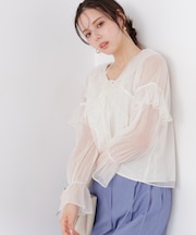 チュールラッフルブラウス　26SS