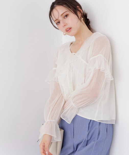 チュールラッフルブラウス　26SS