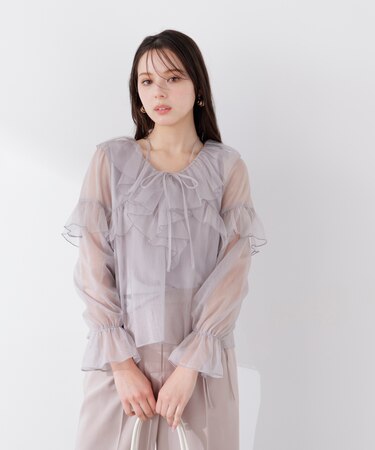 チュールラッフルブラウス　26SS