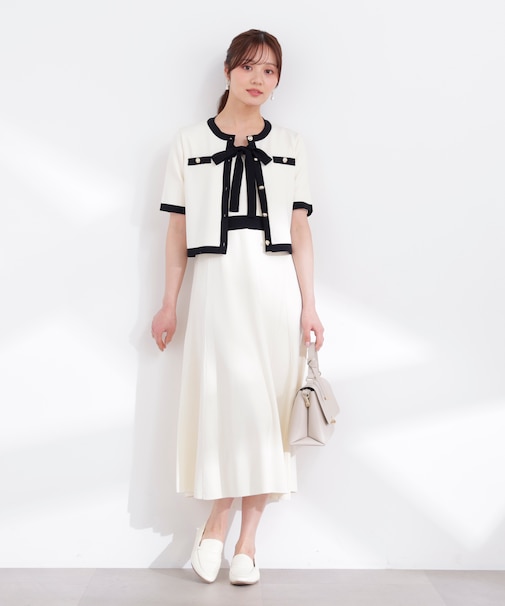 リボンタイバイカラーニットワンピース　26SS