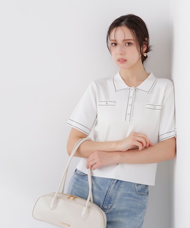 ＜UV＞衿付きステッチラインニット　26SS