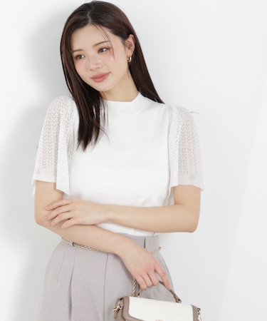 透かし編みスリーブニット　26SS