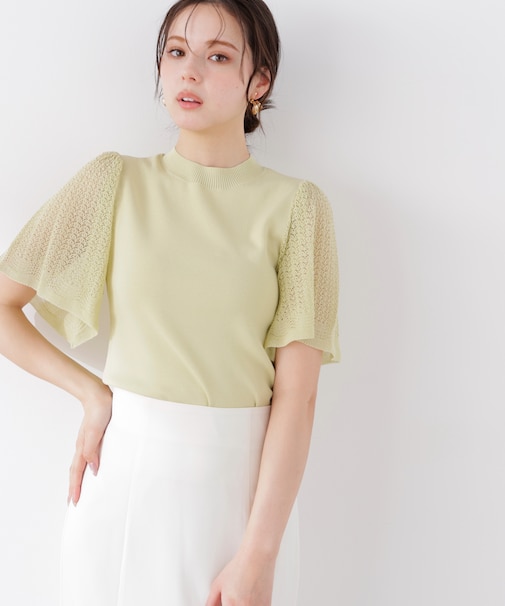 透かし編みスリーブニット　26SS