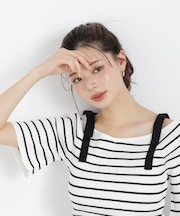 ＜ウォッシャブル／UV＞肩リボンオフショルニット　26SS