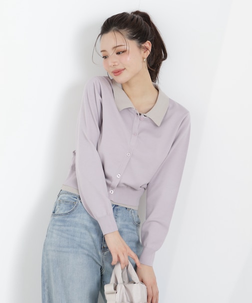 〈a／mie〉レイヤード風カーディガン　26SS