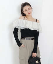 〈a／mie〉フリルリブニット　26SS
