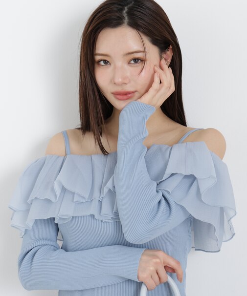 〈a/mie〉フリルリブニット 26SS