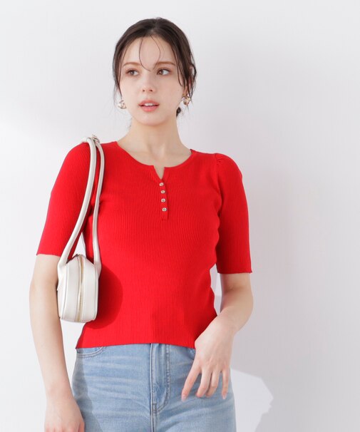 ヘンリーネックニット