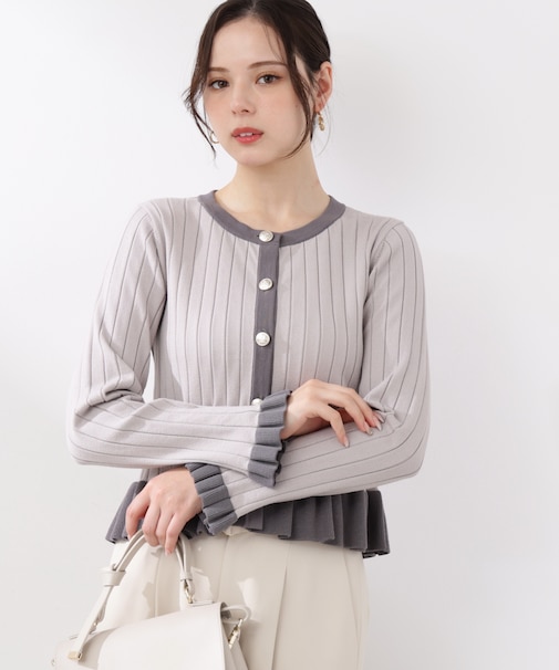 ボタン付きペプラムニット26SS