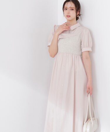 《EDIT COLOGNE》ツイードビスチェ付きシャツワンピース