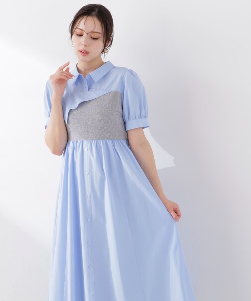 《EDIT COLOGNE》ツイードビスチェ付きシャツワンピース