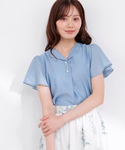 フレアスリーブ開襟ブラウス
