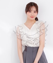 チュールラッフルブラウス