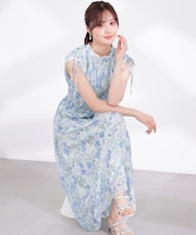 2wayスリーブ花柄シャーリングワンピース 26SS