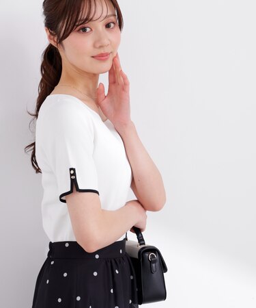 5分袖ベーシックニット