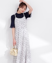 部分シアー半袖ニット