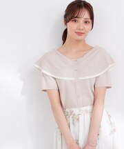 トリムラインケープニットトップス