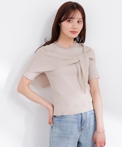 トライアングルスカーフ付きニット