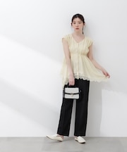 ワイドフレアスラックスパンツ