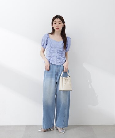 〈a／mie〉ワイドバレルパンツ