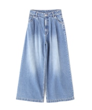 〈a／mie〉ハイウエストタックバギーパンツ