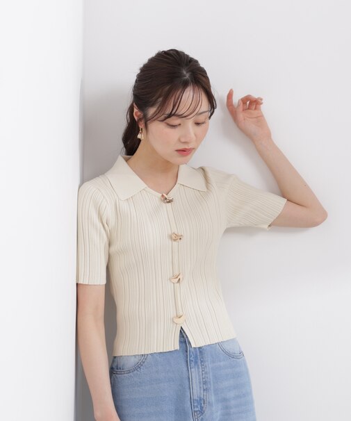 衿付きランダムリブニット