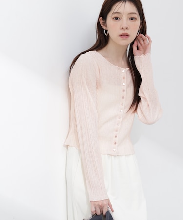 〈a／mie〉前後2wayプリーツカットソーカーディガン