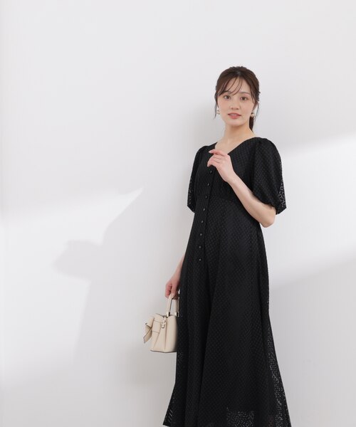 パフスリーブフロント釦ワンピース 26SS｜プロポーションボディ