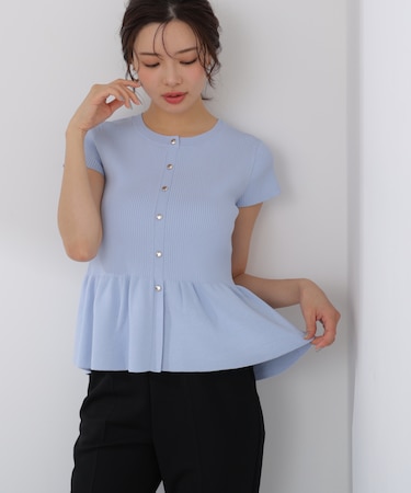 ショート丈リブペプラムニット 26SS