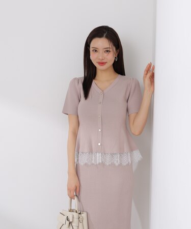 レース付きペプラムニットセット 26SS