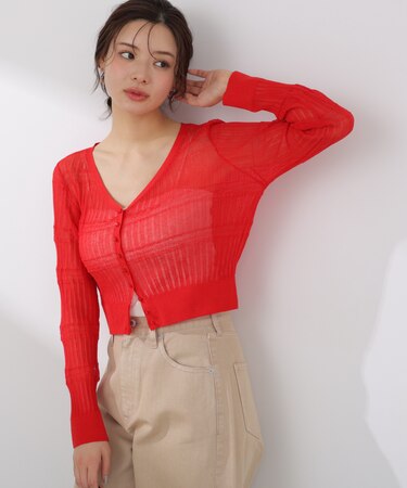 〈a／mie〉変わり織透かし編みカーディガン 26SS