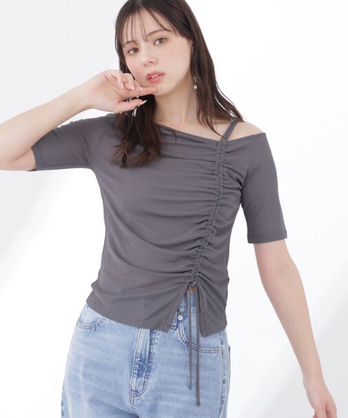 〈a／mie〉アシメドロストカットソー26SS