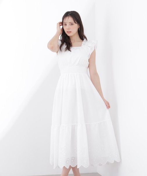 〈EDIT COLOGNE〉コットンエンブロイダリーワンピース