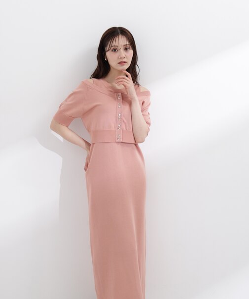 〈a／mie〉ショートカーデレイヤードワンピース