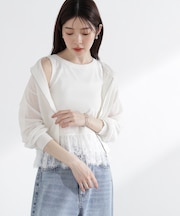 〈a／mie〉レースペプラムタンク