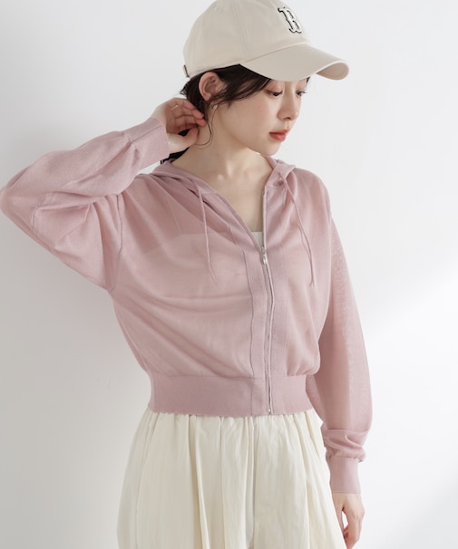 〈a／mie〉シアーニットパーカー