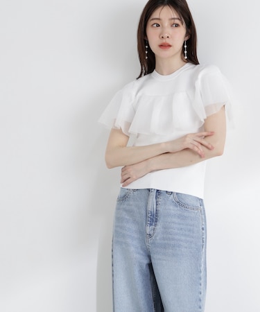 シアーケープ風リブニット