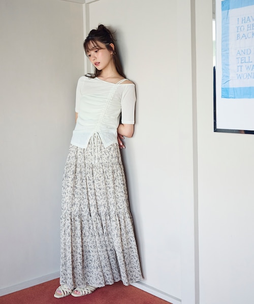 小花プリーツロングスカート26SS｜プロポーションボディドレッシングの