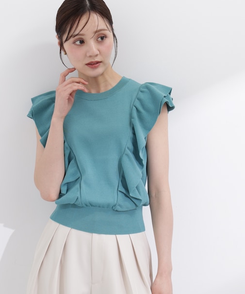 シンプルラッフルニット