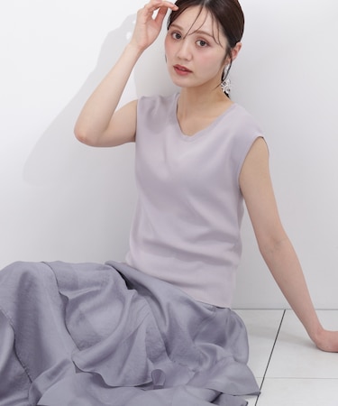 フレンチスリーブ総針ニット