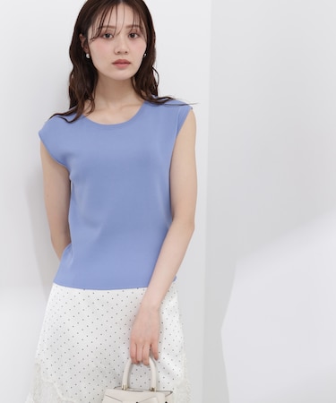 フレンチスリーブ総針ニット