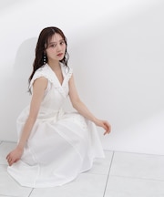 セーラーカラーレーストリムワンピース