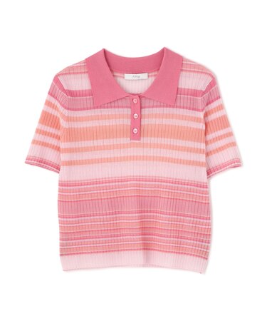 〈a／mie〉ソフトシアーポロ衿ニットトップス26SS