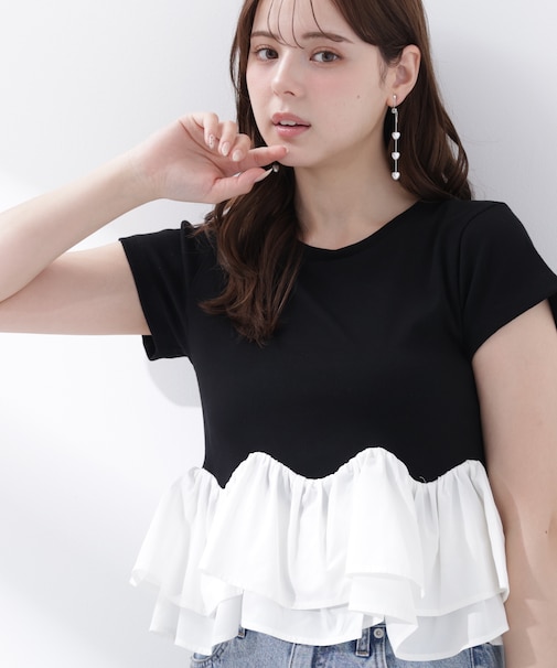 〈a／mie〉ホイップフリルTシャツ