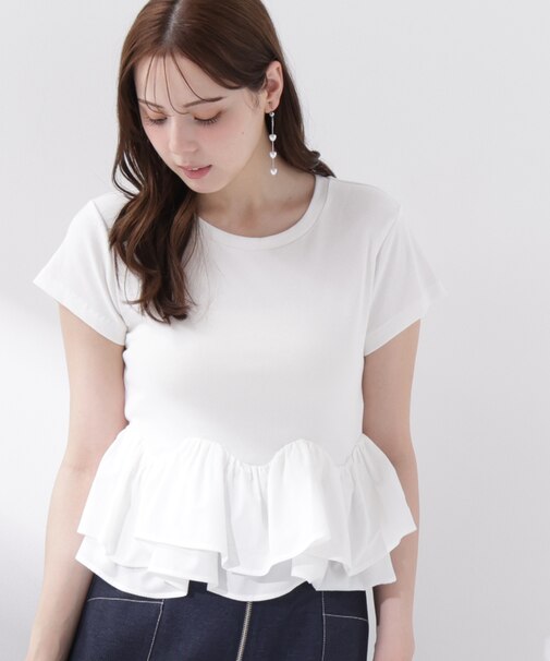 〈a／mie〉ホイップフリルTシャツ