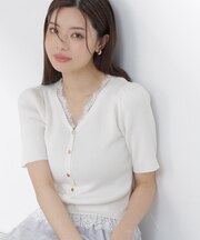 レースレイヤード風リブニット