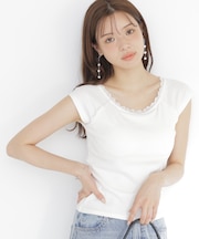 <a/mie>カップ付きフレンチスリーブTシャツ